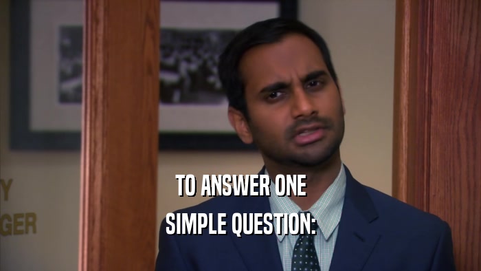 TO ANSWER ONE SIMPLE QUESTION: 