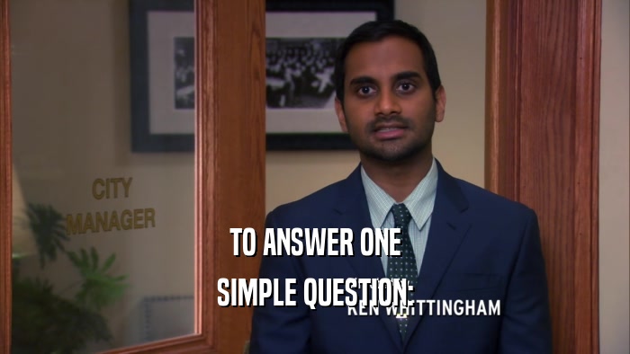 TO ANSWER ONE SIMPLE QUESTION: 