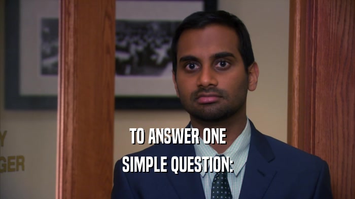 TO ANSWER ONE SIMPLE QUESTION: 