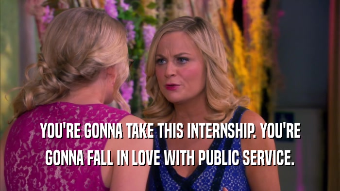YOU'RE GONNA TAKE THIS INTERNSHIP. YOU'RE GONNA FALL IN LOVE WITH PUBLIC SERVICE. 