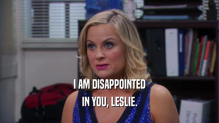 I AM DISAPPOINTED IN YOU, LESLIE. 