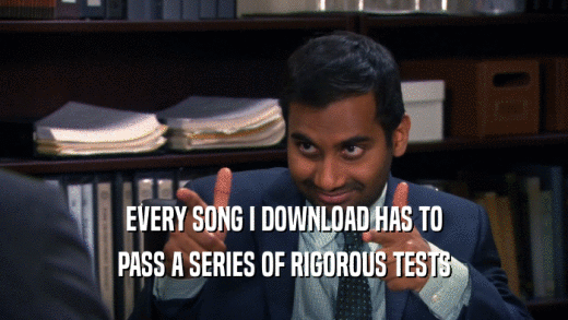 EVERY SONG I DOWNLOAD HAS TO PASS A SERIES OF RIGOROUS TESTS 