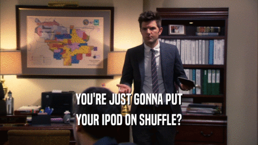YOU'RE JUST GONNA PUT YOUR IPOD ON SHUFFLE? 