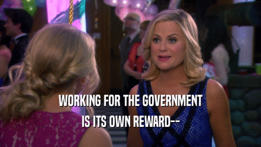 WORKING FOR THE GOVERNMENT IS ITS OWN REWARD-- 
