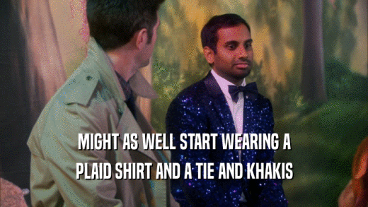 MIGHT AS WELL START WEARING A PLAID SHIRT AND A TIE AND KHAKIS 