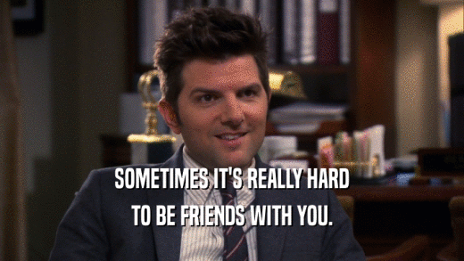 SOMETIMES IT'S REALLY HARD TO BE FRIENDS WITH YOU. 