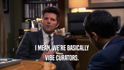 I MEAN, WE'RE BASICALLY VIBE CURATORS. 