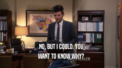 NO, BUT I COULD. YOU WANT TO KNOW WHY? 