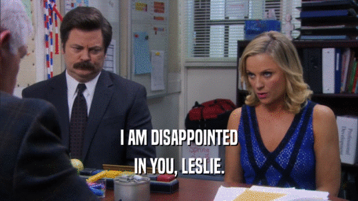 I AM DISAPPOINTED IN YOU, LESLIE. 