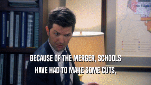 BECAUSE OF THE MERGER, SCHOOLS HAVE HAD TO MAKE SOME CUTS, 