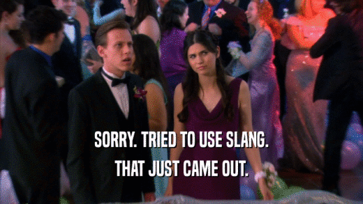 SORRY. TRIED TO USE SLANG. THAT JUST CAME OUT. 