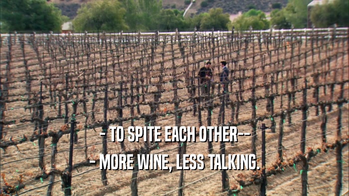 - TO SPITE EACH OTHER-- - MORE WINE, LESS TALKING. 