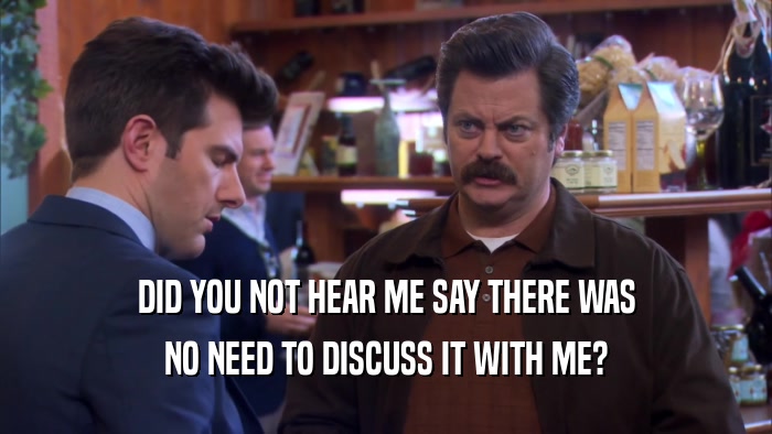 DID YOU NOT HEAR ME SAY THERE WAS NO NEED TO DISCUSS IT WITH ME? 
