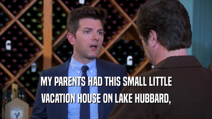 MY PARENTS HAD THIS SMALL LITTLE VACATION HOUSE ON LAKE HUBBARD, 