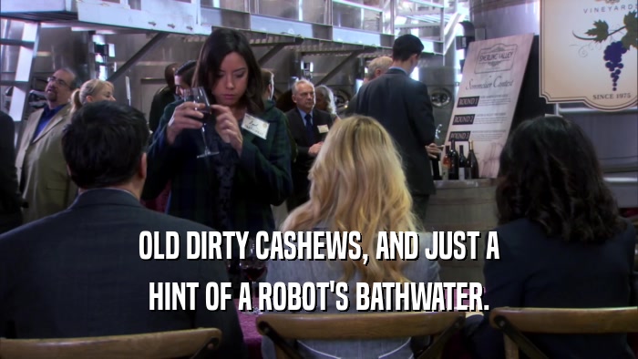 OLD DIRTY CASHEWS, AND JUST A HINT OF A ROBOT'S BATHWATER. 