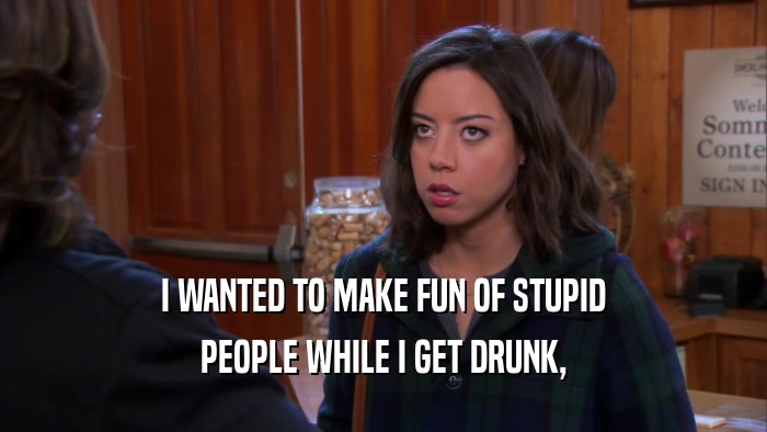 I WANTED TO MAKE FUN OF STUPID PEOPLE WHILE I GET DRUNK, 