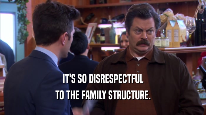 IT'S SO DISRESPECTFUL TO THE FAMILY STRUCTURE. 