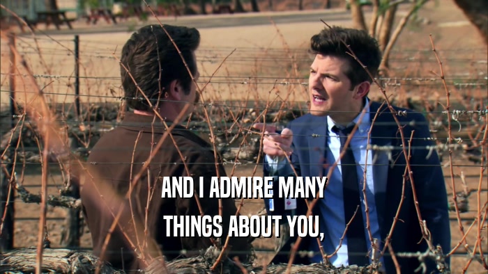 AND I ADMIRE MANY THINGS ABOUT YOU, 