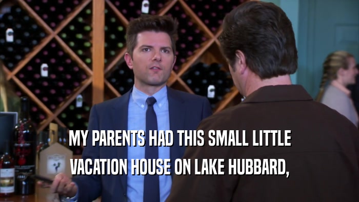 MY PARENTS HAD THIS SMALL LITTLE VACATION HOUSE ON LAKE HUBBARD, 