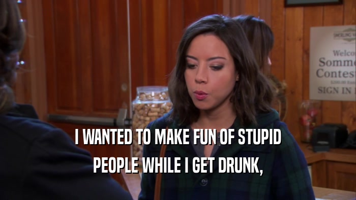 I WANTED TO MAKE FUN OF STUPID PEOPLE WHILE I GET DRUNK, 