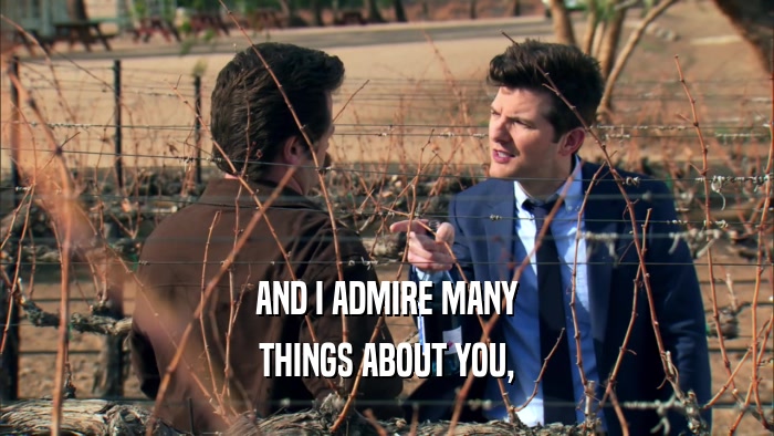 AND I ADMIRE MANY THINGS ABOUT YOU, 