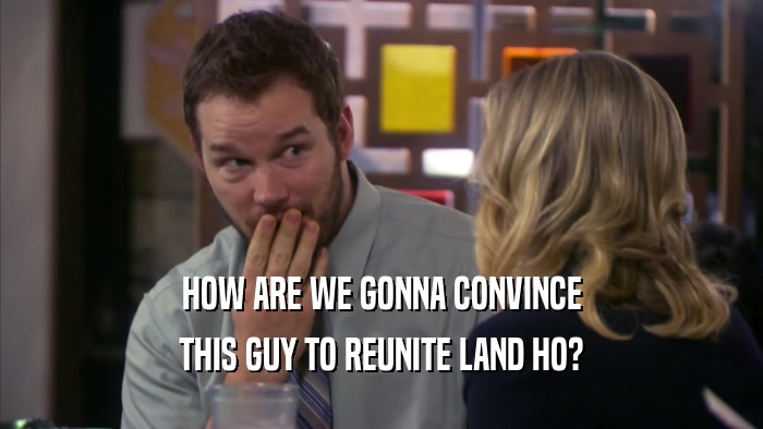 HOW ARE WE GONNA CONVINCE THIS GUY TO REUNITE LAND HO? 