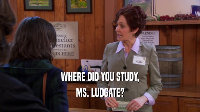 WHERE DID YOU STUDY, MS. LUDGATE? 