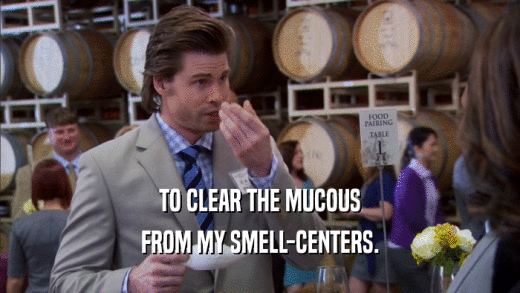 TO CLEAR THE MUCOUS FROM MY SMELL-CENTERS. 