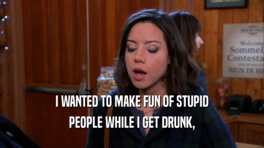 I WANTED TO MAKE FUN OF STUPID PEOPLE WHILE I GET DRUNK, 