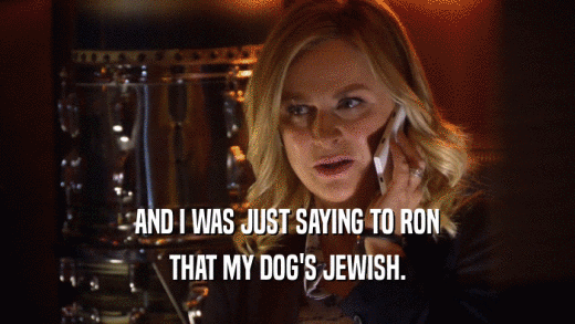 AND I WAS JUST SAYING TO RON THAT MY DOG'S JEWISH. 