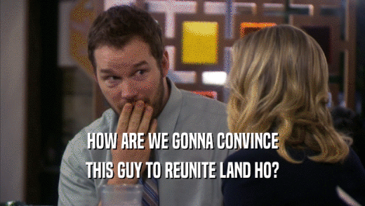 HOW ARE WE GONNA CONVINCE THIS GUY TO REUNITE LAND HO? 