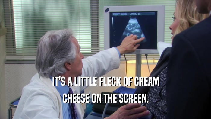 IT'S A LITTLE FLECK OF CREAM CHEESE ON THE SCREEN. 