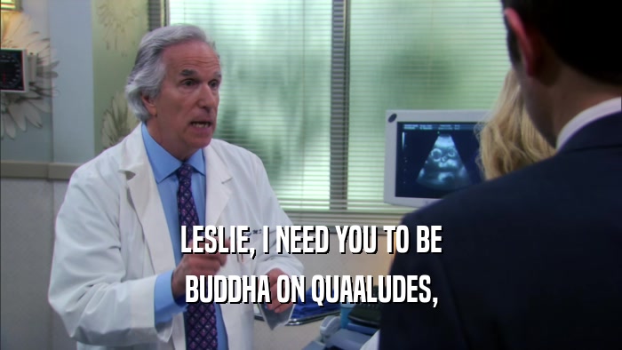 LESLIE, I NEED YOU TO BE BUDDHA ON QUAALUDES, 