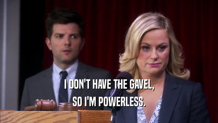 I DON'T HAVE THE GAVEL, SO I'M POWERLESS. 