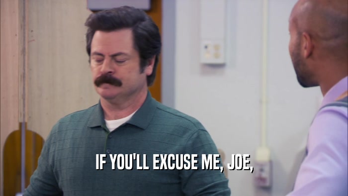 IF YOU'LL EXCUSE ME, JOE,  
