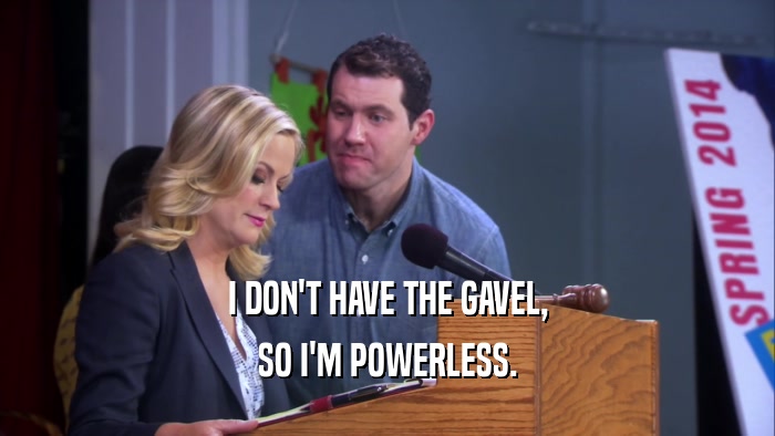 I DON'T HAVE THE GAVEL, SO I'M POWERLESS. 
