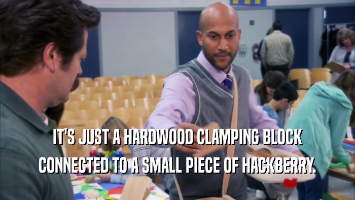 IT'S JUST A HARDWOOD CLAMPING BLOCK CONNECTED TO A SMALL PIECE OF HACKBERRY. 