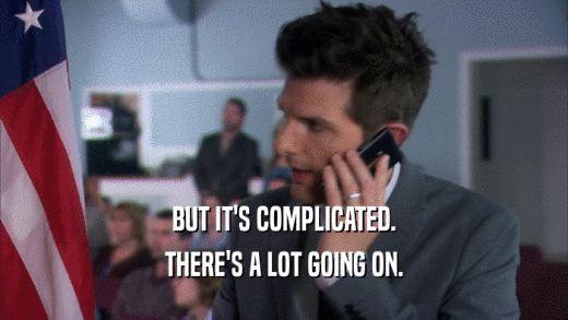 BUT IT'S COMPLICATED. THERE'S A LOT GOING ON. 