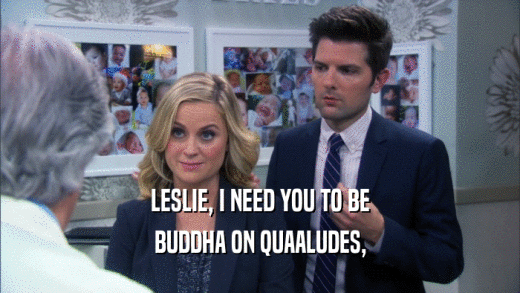 LESLIE, I NEED YOU TO BE BUDDHA ON QUAALUDES, 