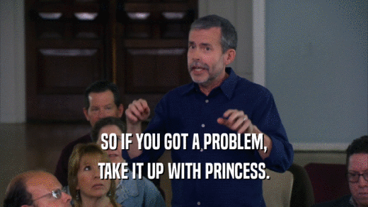 SO IF YOU GOT A PROBLEM, TAKE IT UP WITH PRINCESS. 