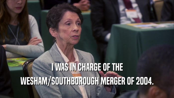 I WAS IN CHARGE OF THE WESHAM/SOUTHBOROUGH MERGER OF 2004. 