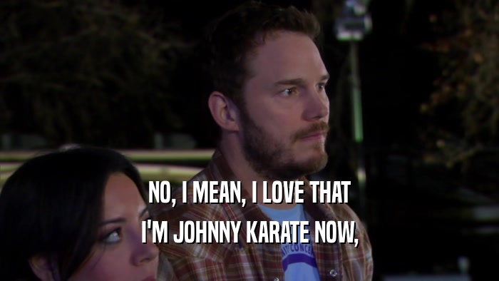 NO, I MEAN, I LOVE THAT I'M JOHNNY KARATE NOW, 