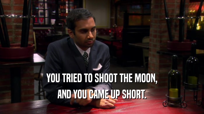 YOU TRIED TO SHOOT THE MOON, AND YOU CAME UP SHORT. 