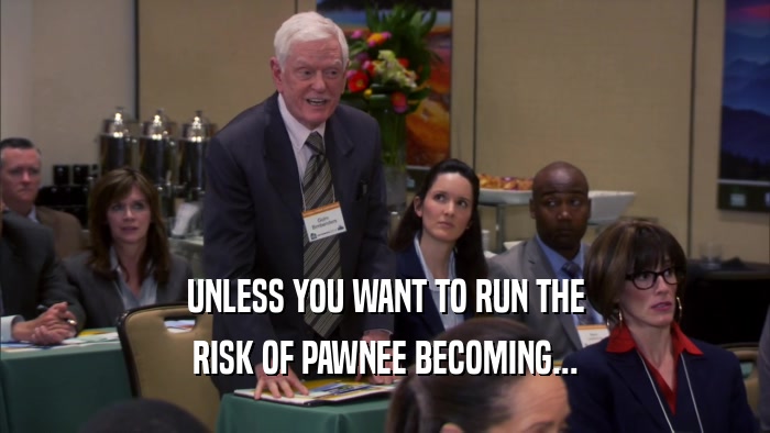 UNLESS YOU WANT TO RUN THE RISK OF PAWNEE BECOMING... 