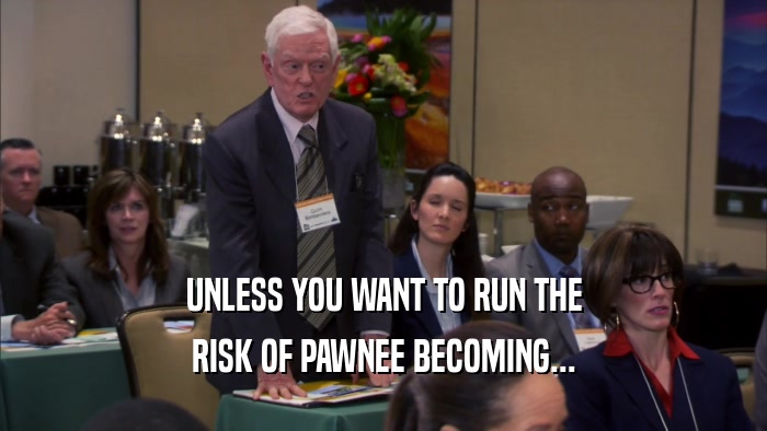 UNLESS YOU WANT TO RUN THE RISK OF PAWNEE BECOMING... 