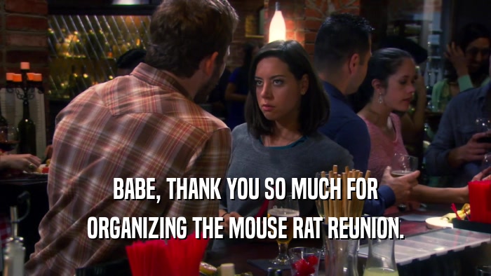 BABE, THANK YOU SO MUCH FOR ORGANIZING THE MOUSE RAT REUNION. 