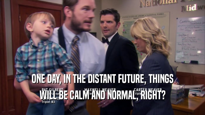 ONE DAY, IN THE DISTANT FUTURE, THINGS WILL BE CALM AND NORMAL, RIGHT? 