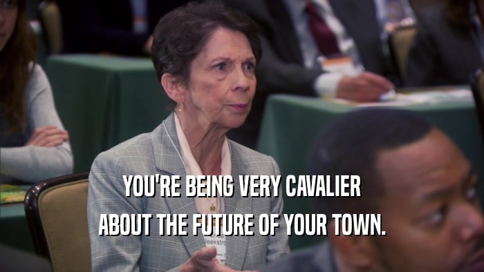 YOU'RE BEING VERY CAVALIER ABOUT THE FUTURE OF YOUR TOWN. 