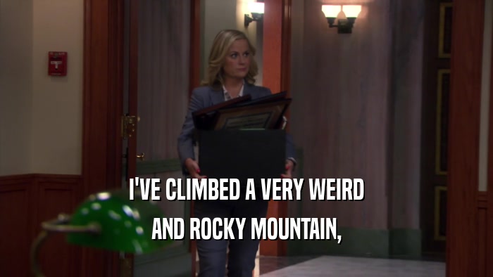 I'VE CLIMBED A VERY WEIRD AND ROCKY MOUNTAIN, 