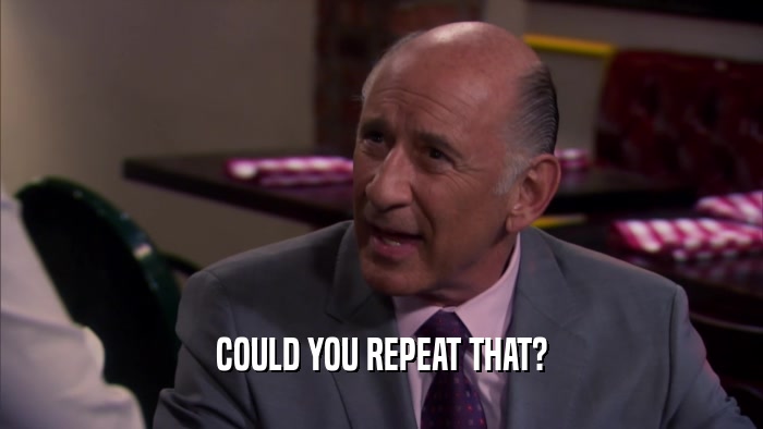 COULD YOU REPEAT THAT?  